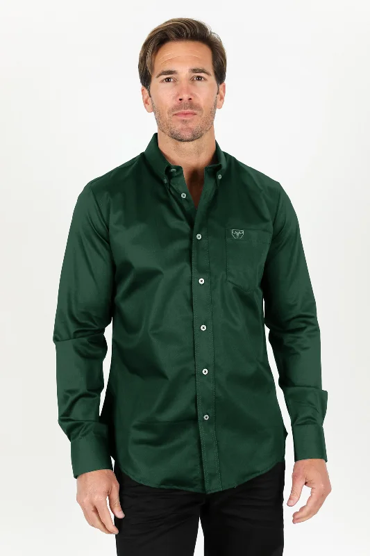 Men's Skinny-Fit Shirts for a Trendy LookMen’s Single Pocket Logo Modern Fit Stretch Dress Shirt - Green Men's Skinny-Fit Shirts for a Trendy LookMen’s Single Pocket Logo Modern Fit Stretch Dress Shirt - Green