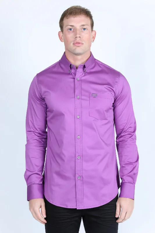Classic Men's Dress ShirtsMen’s Single Pocket Logo Modern Fit Stretch Dress Shirt - Mauve Classic Men's Dress ShirtsMen’s Single Pocket Logo Modern Fit Stretch Dress Shirt - Mauve