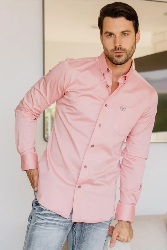 Stylish Men's Graphic T-ShirtsMen’s Single Pocket Logo Modern Fit Stretch Dress Shirt - Pink Stylish Men's Graphic T-ShirtsMen’s Single Pocket Logo Modern Fit Stretch Dress Shirt - Pink