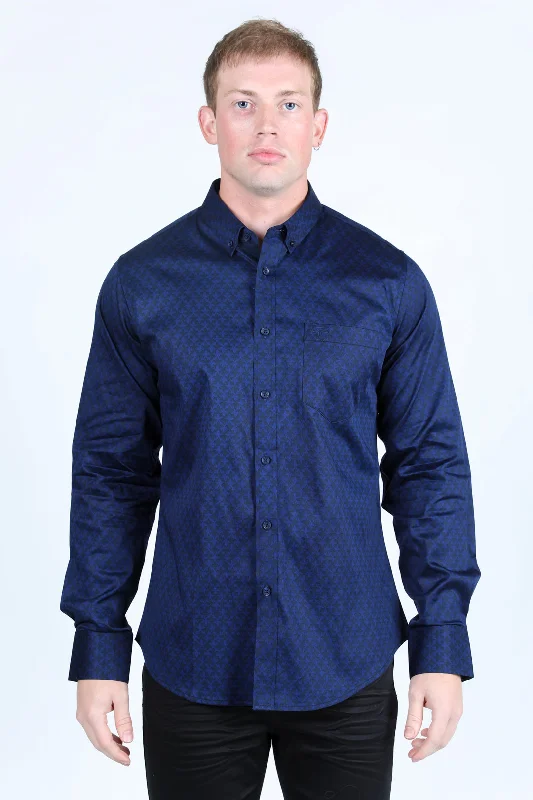 Layered Men's Henley ShirtsMens Satin Cotton/Spandex Modern Fit Long Sleeve Shirt - Navy Layered Men's Henley ShirtsMens Satin Cotton/Spandex Modern Fit Long Sleeve Shirt - Navy