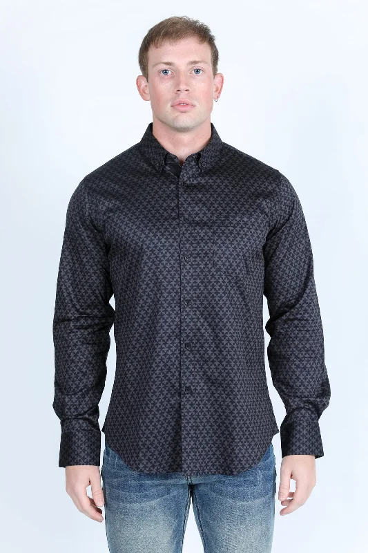 Men's Hawaiian Shirts for a Tropical VibeMens Satin Cotton/Spandex Modern Fit Long Sleeve Shirt - Black Men's Hawaiian Shirts for a Tropical VibeMens Satin Cotton/Spandex Modern Fit Long Sleeve Shirt - Black