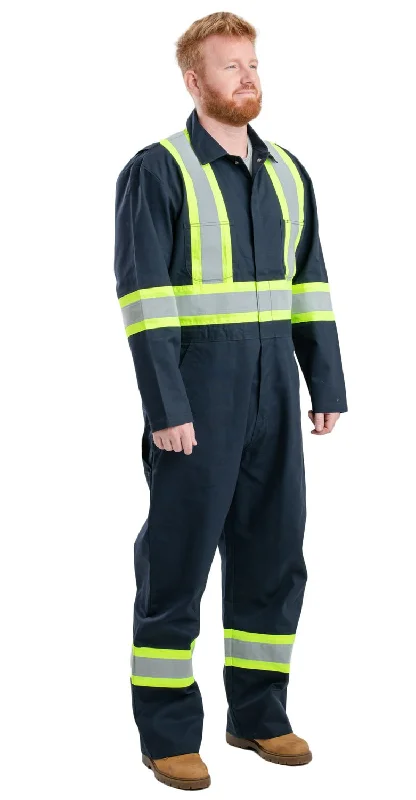 Men's Coats for Mild WeatherBerne Mens Navy Cotton Blend Safety Striped Unlined Coverall Men's Coats for Mild WeatherBerne Mens Navy Cotton Blend Safety Striped Unlined Coverall