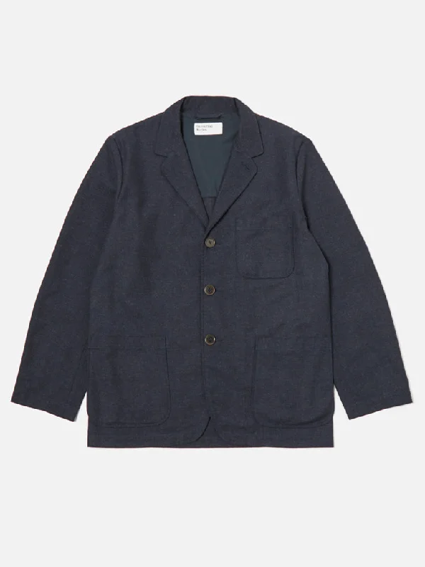 Men's Coats for Snowy WeatherUniversal Works Three Button Jacket in Birdseye Tweed Navy Men's Coats for Snowy WeatherUniversal Works Three Button Jacket in Birdseye Tweed Navy