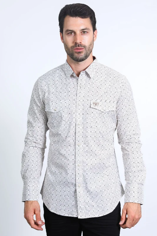 Men's Dressy Casual Shirts for Smart-Casual EventsMens Western Modern Fit Cotton/Spandex Long Sleeve White Shirt with Snaps Men's Dressy Casual Shirts for Smart-Casual EventsMens Western Modern Fit Cotton/Spandex Long Sleeve White Shirt with Snaps