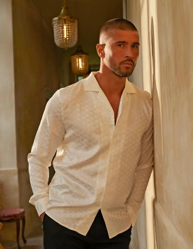 Men's Skinny-Fit Shirts for a Trendy LookJacquard White Illusion Shirt