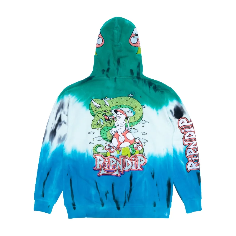 Comfortable Men's Fleece HoodiesSensai Embroidered Hoodie (Blue/Green Stripe Tie Dye)