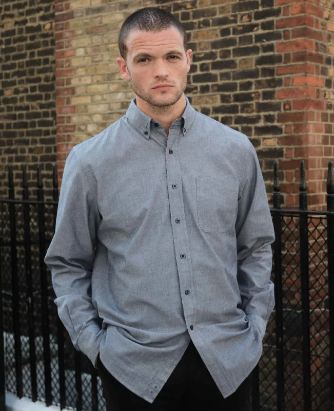 Comfortable Men's Flannel ShirtsNavy Classic Fit Chambray Oxford Shirt