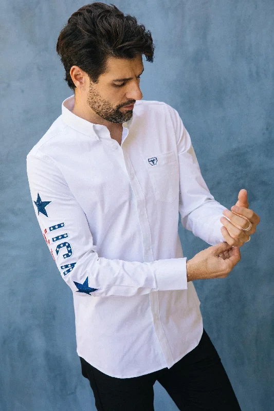 Men's Hawaiian Shirts for a Tropical VibeMens Cotton Modern Fit Stretch USA Embroidery Shirt Men's Hawaiian Shirts for a Tropical VibeMens Cotton Modern Fit Stretch USA Embroidery Shirt