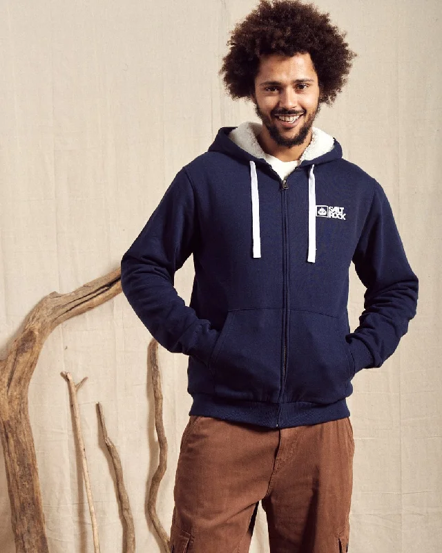 Men's Hoodies for SnowshoeingSaltrock Original - Mens Fur Lined Hoodie - Dark Blue