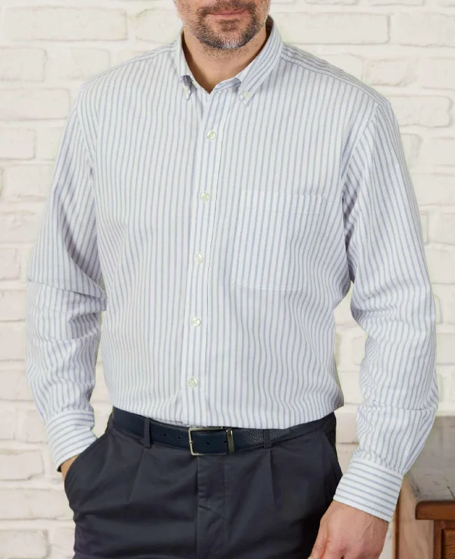 Men's Organic Cotton Shirts for Eco-ConsciousnessWhite Blue Stripe Classic Fit Oxford Shirt Men's Organic Cotton Shirts for Eco-ConsciousnessWhite Blue Stripe Classic Fit Oxford Shirt
