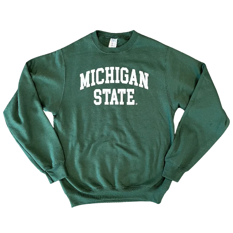 Men's Hoodies with Hidden ZippersClassic Michigan State Forest Green Crewneck Sweatshirt
