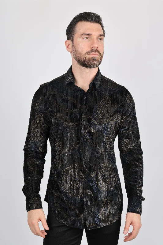 Lightweight Men's Poplin ShirtsMens Modern Fit Stretch Velvet Fashion Shirt