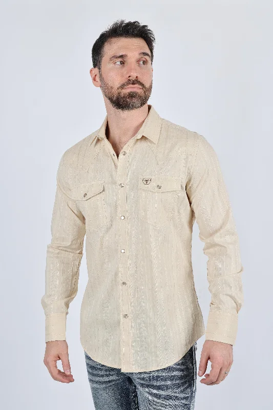 Men's Limited Edition Shirts for ExclusivityMens Modern Fit Stretch Lurex Western Long Sleeve Shirt
