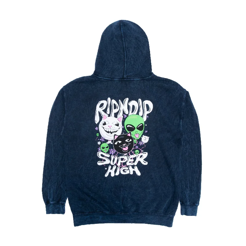 Men's Hoodies with Screen-Printed GraphicsSuper High Hoodie (Navy Mineral Wash)