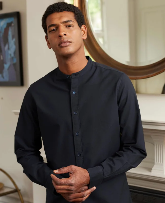 Men's Unique Dress Shirts for a Statement LookNavy Slim Fit Grandad Collar Shirt