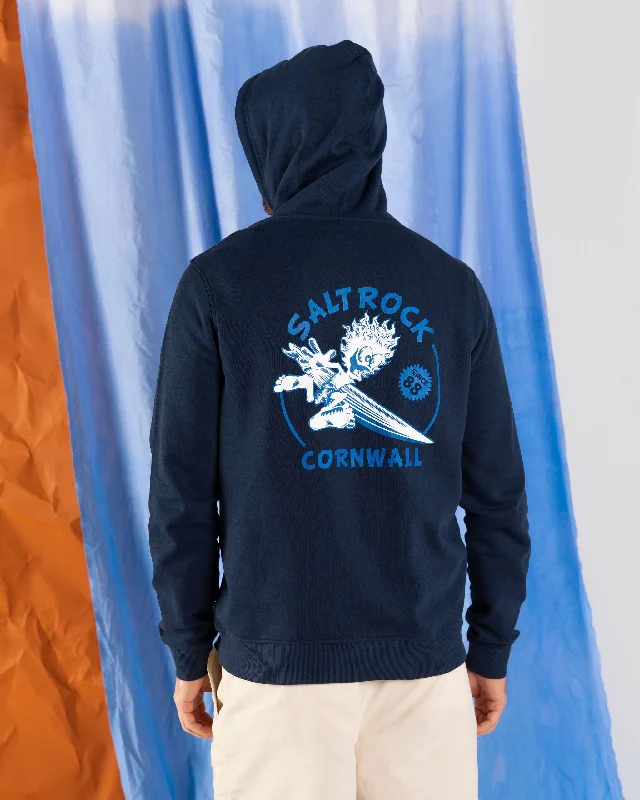 Men's Hoodies with Flannel LiningWave Rider Cornwall -  Mens Pop Hoodie - Blue