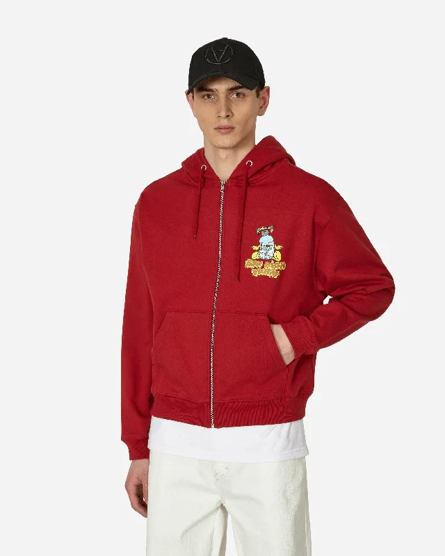 Men's Hoodies with Military InfluenceFlatbush Printed Zipped Hooded Sweatshirt Red