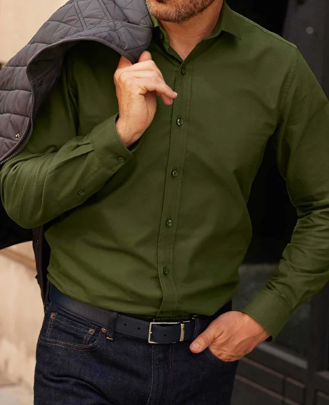 Men's Iron-Free Shirts for Wrinkle-Resistant WearKhaki Slim Fit Oxford Shirt