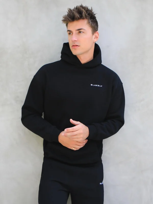 Durable Men's Canvas HoodiesSeries Relaxed Hoodie - Black