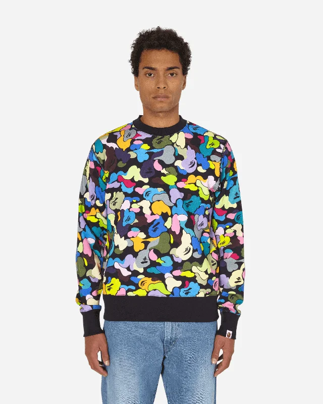 Durable Men's Canvas HoodiesMulti Camo Wide Crewneck Sweatshirt Black