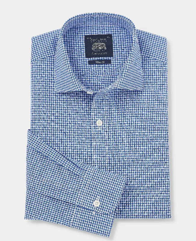 Men's Solid-Colored Shirts for VersatilityBlue Poplin Slim Fit Gingham Formal Shirt - Single Cuff Men's Solid-Colored Shirts for VersatilityBlue Poplin Slim Fit Gingham Formal Shirt - Single Cuff
