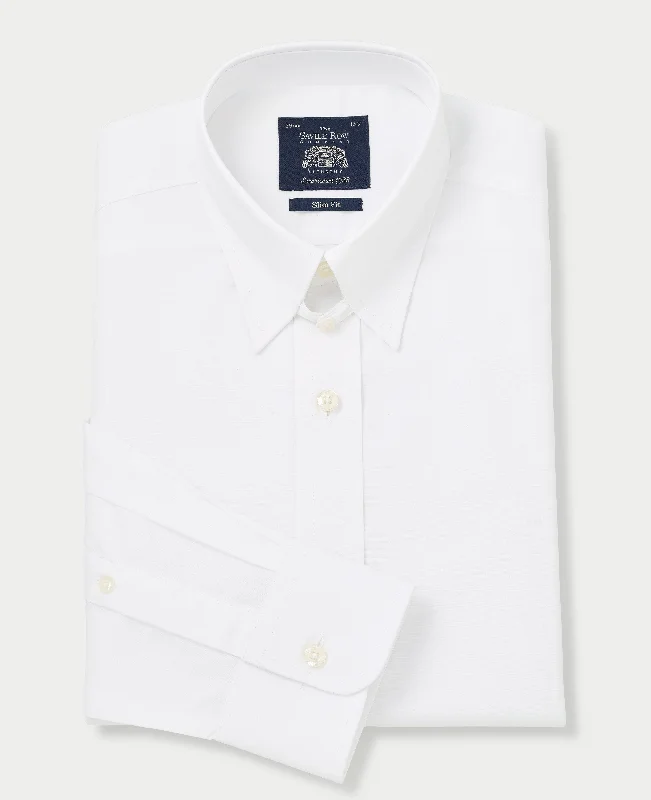 Durable Men's Work ShirtsWhite Poplin Tab Collar Formal Shirt Slim Fit - Single Cuff