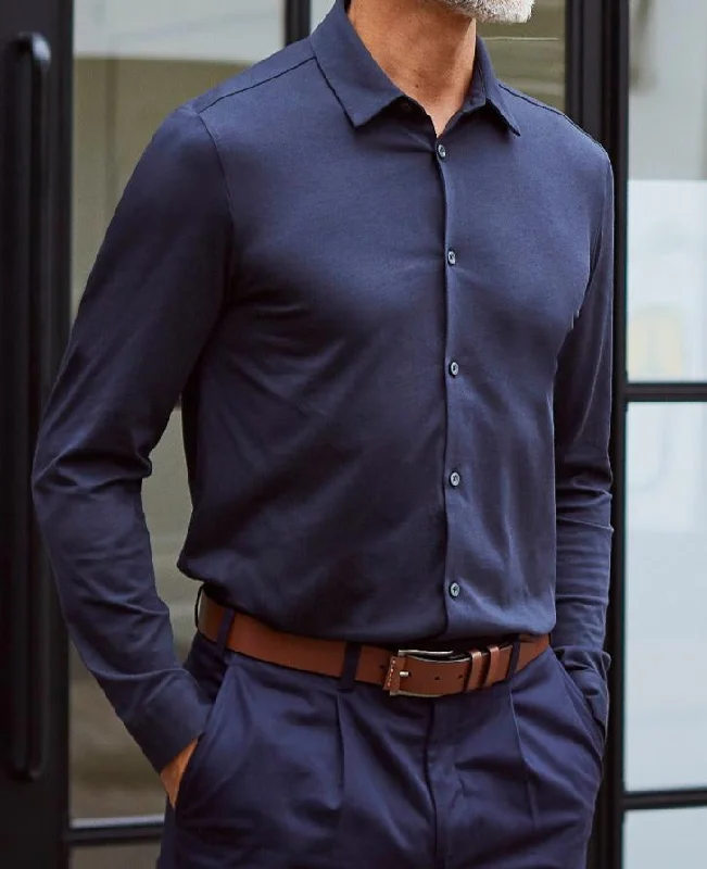 Men's Graphic Print T-Shirts for a Statement LookNavy Cotton Jersey Slim Fit Shirt [RTC]
