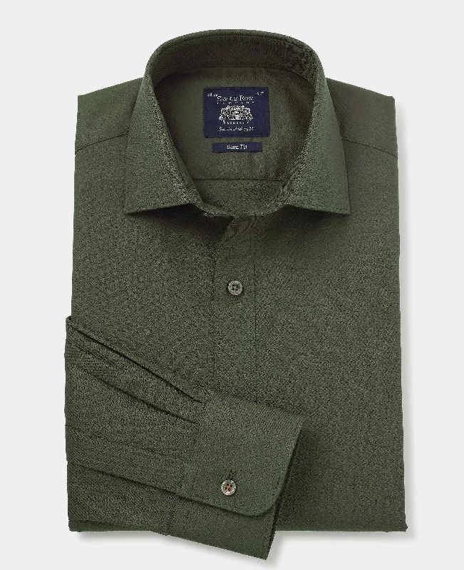 Men's Custom Dress Shirts for a Personalized FitKhaki Stretch Cotton Slim Fit Formal Shirt - Single Cuff