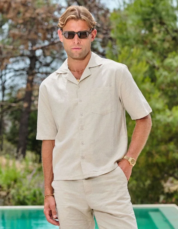 Men's Short-Sleeve Shirts for Warm WeatherOatmeal Linen S/S Shirt