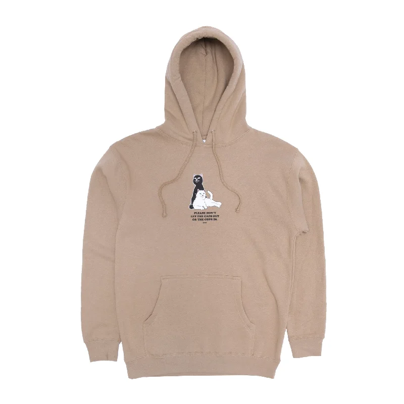 Men's Hoodies with Flannel LiningKeep The Cats In Hoodie (Sandstone)