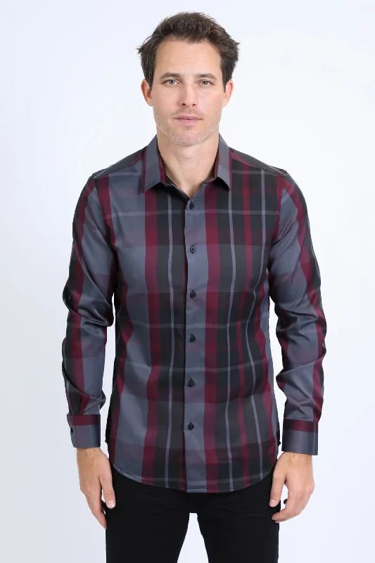 Men's Layering Shirts for Seasonal TransitionsMens Checkered Long Sleeve Black/Grey Shirt