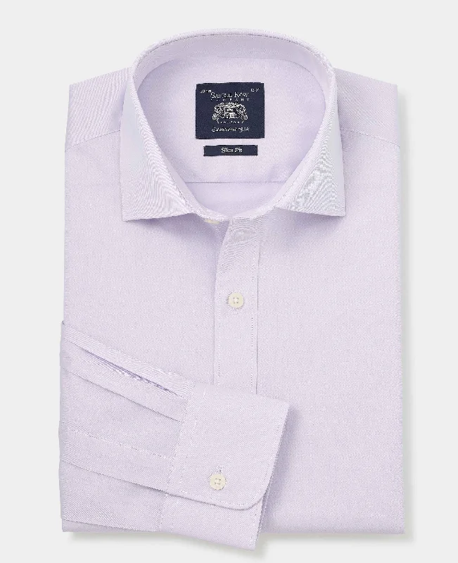 Men's Solid-Colored Shirts for VersatilityLilac Cotton Twill Slim Fit Formal Shirt - Single Cuff