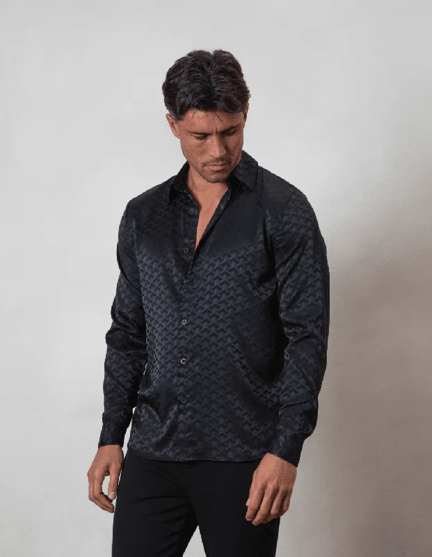 Men's Tailored Shirts for a Sharp AppearanceJacquard Black Illusion Shirt