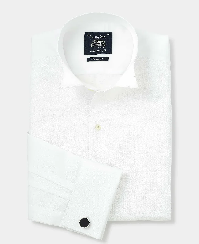 Men's Performance Shirts for Active LifestylesWhite Marcella Wing Collar Classic Fit Dress Shirt - Double Cuff