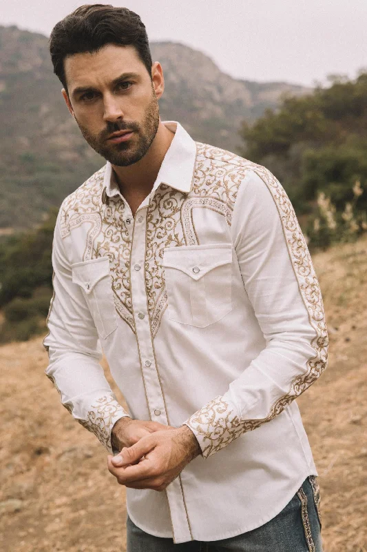 Men's Henley T-Shirts for a Casual TwistMens Embroidery Modern Fit Stretch Beige Long Sleeve Shirt Men's Henley T-Shirts for a Casual TwistMens Embroidery Modern Fit Stretch Beige Long Sleeve Shirt