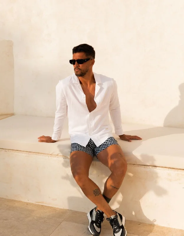 Men's Dressy Casual Shirts for Smart-Casual EventsWhite Linen L/S Shirt