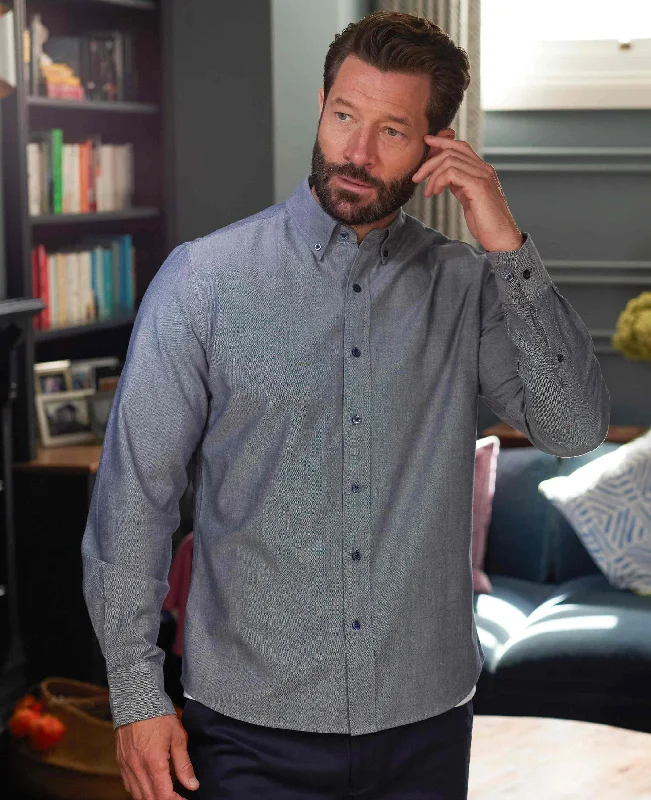 Men's Big and Tall Shirts for Added ComfortNavy Slim Fit Chambray Oxford Shirt