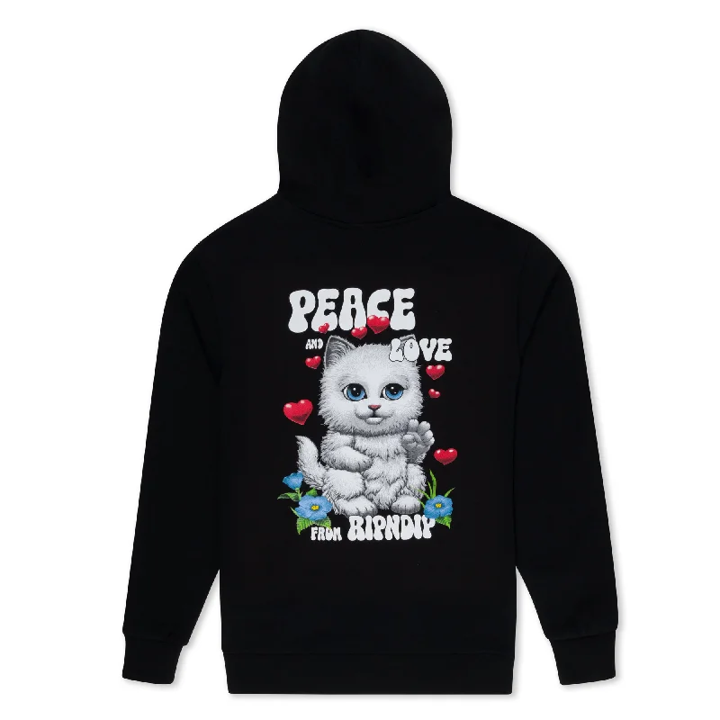 Men's Hoodies with Faux Fur TrimPeace Love Ripndip Hoodie (Black)