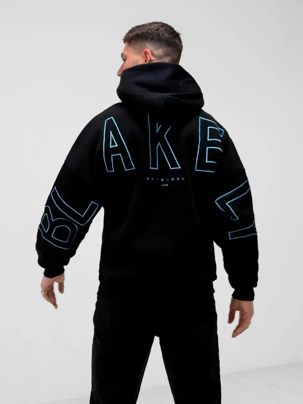 Men's Hoodies for Tall MenEmbroidered Idris Oversized Hoodie - Electric Blue