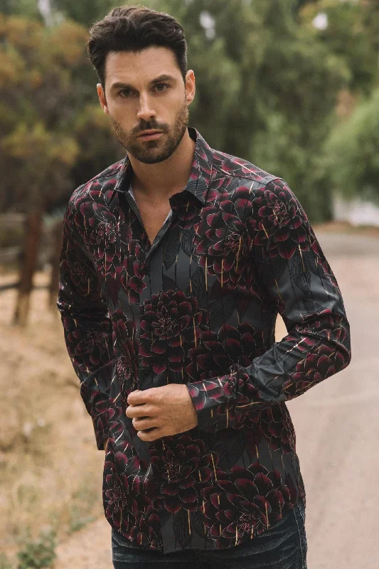 Men's Skinny-Fit Shirts for a Trendy LookMens Modern Fit Stretch Foil Fashion Black Shirt Men's Skinny-Fit Shirts for a Trendy LookMens Modern Fit Stretch Foil Fashion Black Shirt