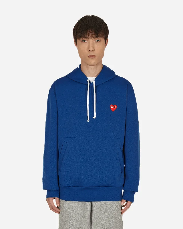 Men's Hoodies with Reinforced StitchingHeart Patch Hooded Sweatshirt Blue