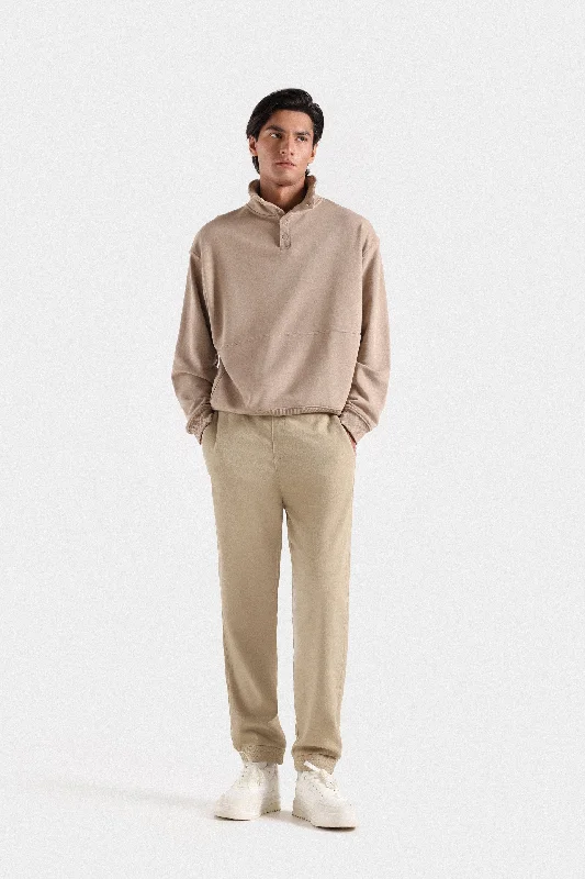 Men's Hoodies with Zippered PocketsButtoned Quarter Placket Sweatshirt
