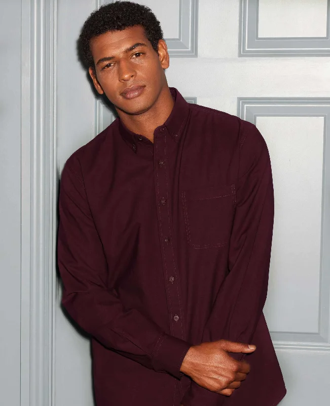 Comfortable Men's Flannel ShirtsBurgundy Classic Fit Oxford Shirt