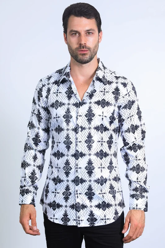 Men's Pattern-Play Shirts for a Fun TwistMens Modern Fit Stretch Foil Fashion White Shirt Men's Pattern-Play Shirts for a Fun TwistMens Modern Fit Stretch Foil Fashion White Shirt