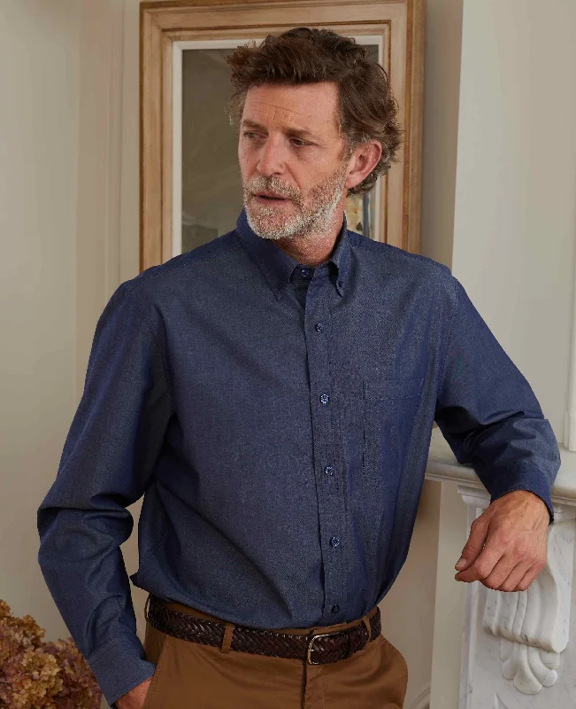 Men's Denim Shirts for a Rugged LookDenim Blue Twill Classic Fit Button-Down Shirt