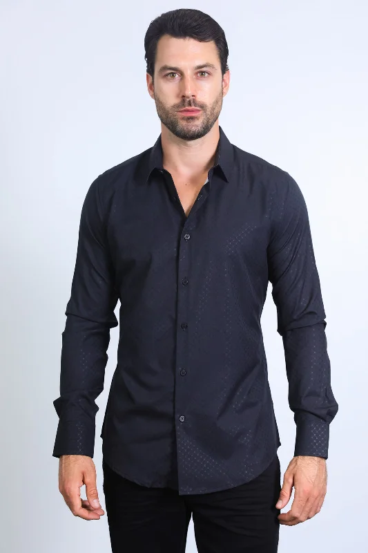 Men's Smart Casual Shirts for Business Casual SettingsMens Modern Fit Stretch Foil Fashion Black Shirt Men's Smart Casual Shirts for Business Casual SettingsMens Modern Fit Stretch Foil Fashion Black Shirt
