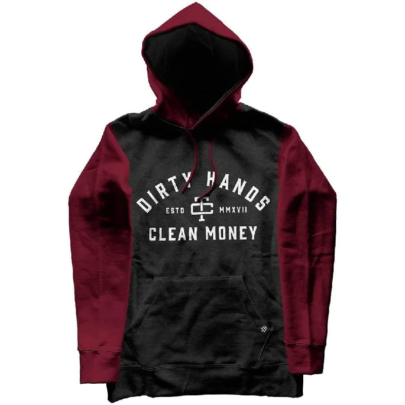 Men's Hoodies with Contrast Fabric PanelsDHCM Hoodie: Charcoal/Burgundy