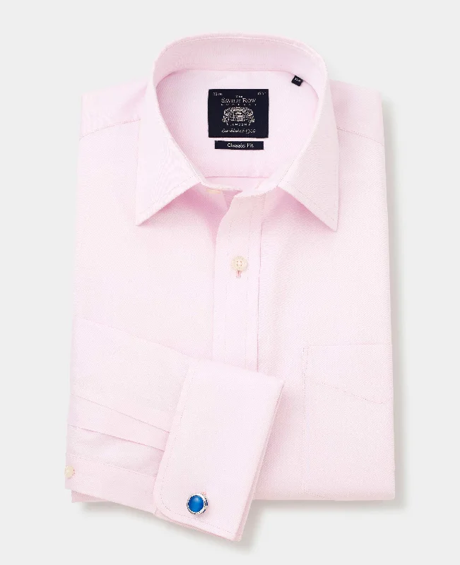 Men's Wrinkle-Free Shirts for Easy CarePink Twill Classic Fit Non-Iron Formal Shirt - Double Cuff