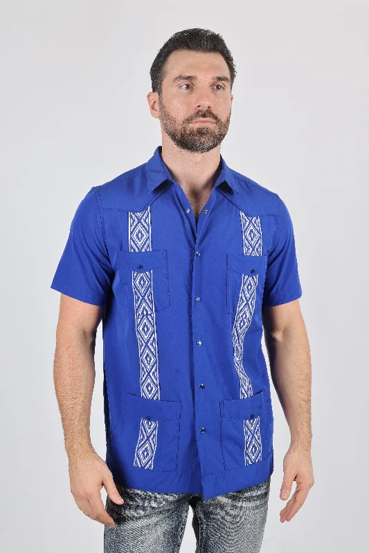 Men's Designer Shirts for a Statement PieceMen's Modern Royal Blue GUAYABERA Shirt