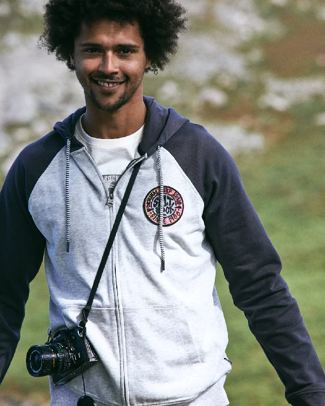 Affordable Men's HoodiesSR Warp Badge - Mens Recycled Zip Hoodie - Grey